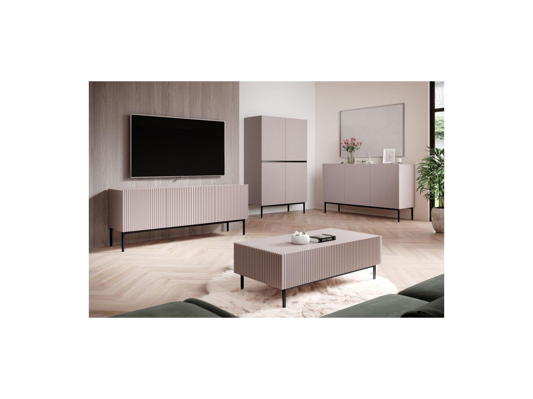Kasha - 3-Door Sideboard - Black Legs
