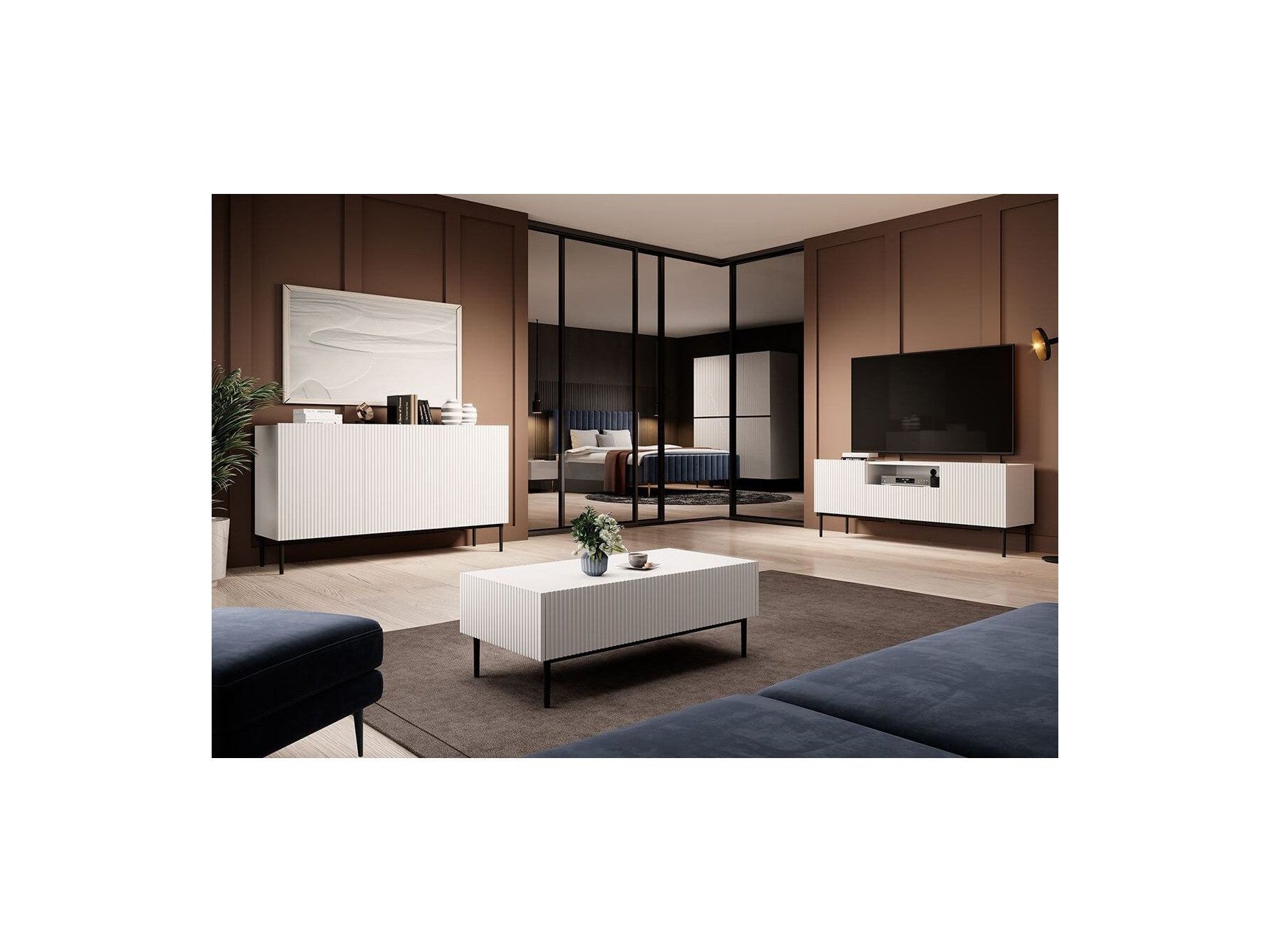 Kasha - 3-Door Sideboard - Black Legs