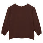 Ines De La Fressange – Sea T-Shirt - Brown, dark brown long-sleeved blouse, front view, flat lay