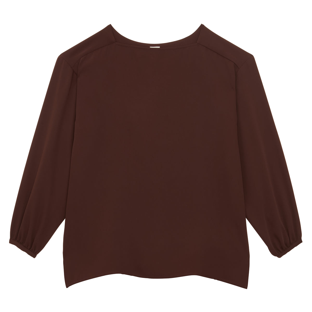 Ines De La Fressange – Sea T-Shirt - Brown, dark brown long-sleeved blouse, front view, flat lay