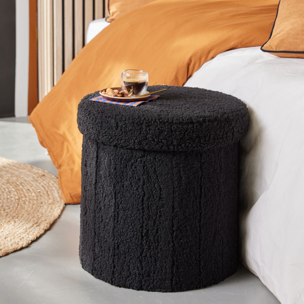 Moka - Collapsible Teddy Ottoman - Charcoal