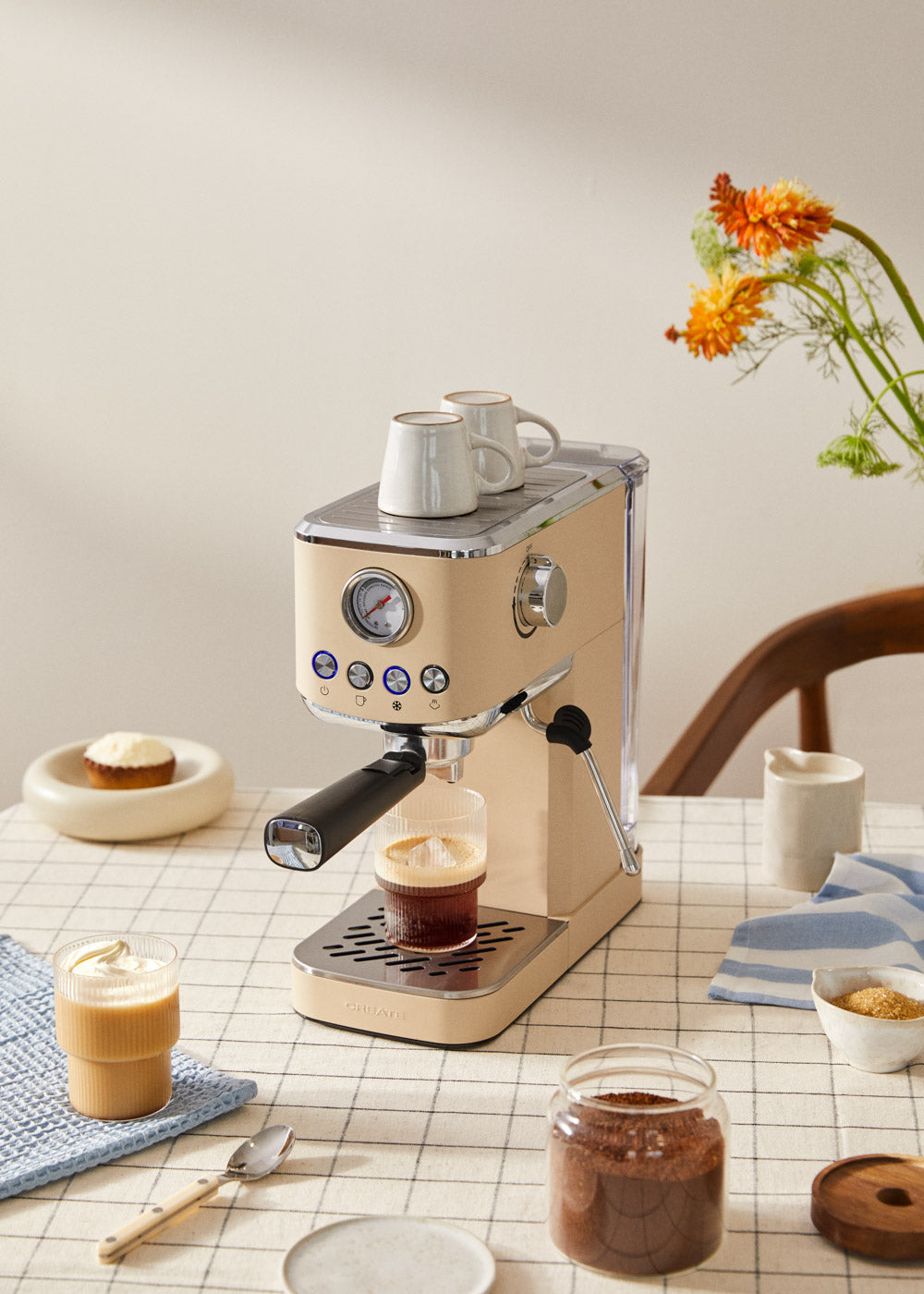 Thera Classic Compact - Espresso Machine with Cold Coffee Function - Sand