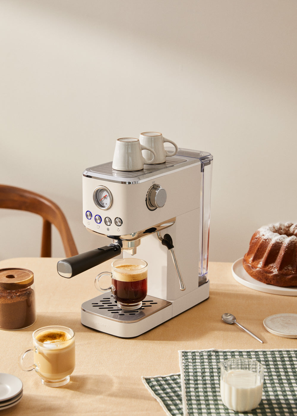 Thera Classic Compact - Cafetera Espresso Con Función Café Frío - Blanco Roto