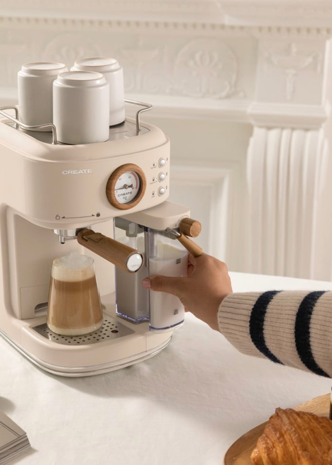 Thera Retro Pro - Semi-Automatic 20-Bar Espresso Coffee Machine - Sand