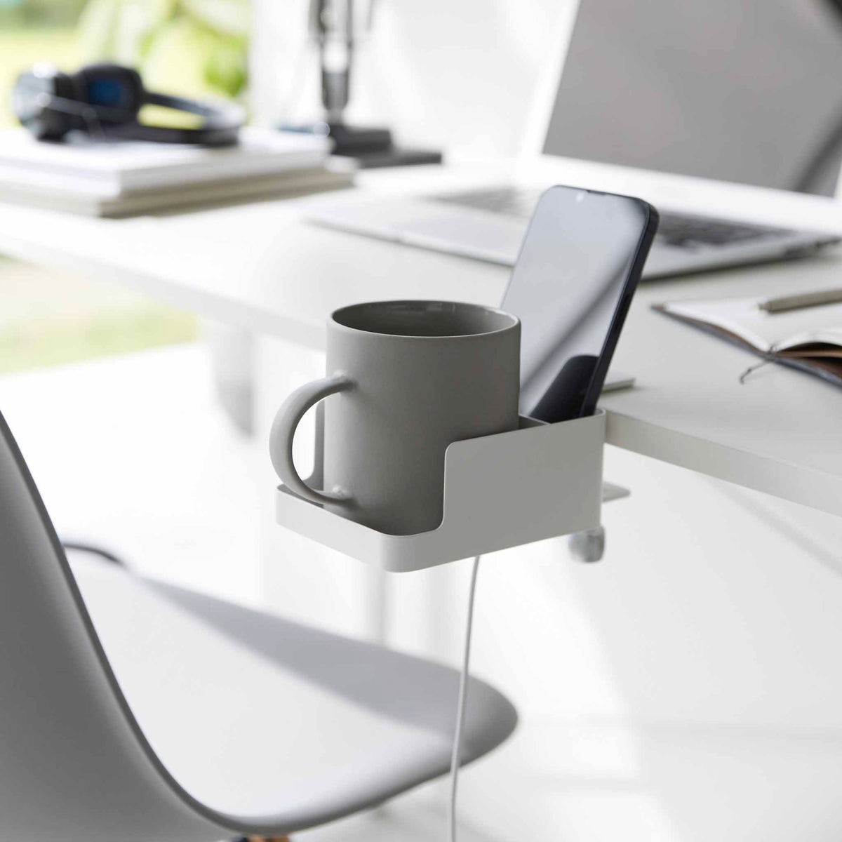 Soporte para smartphone y portavasos de escritorio Tower - Blanco