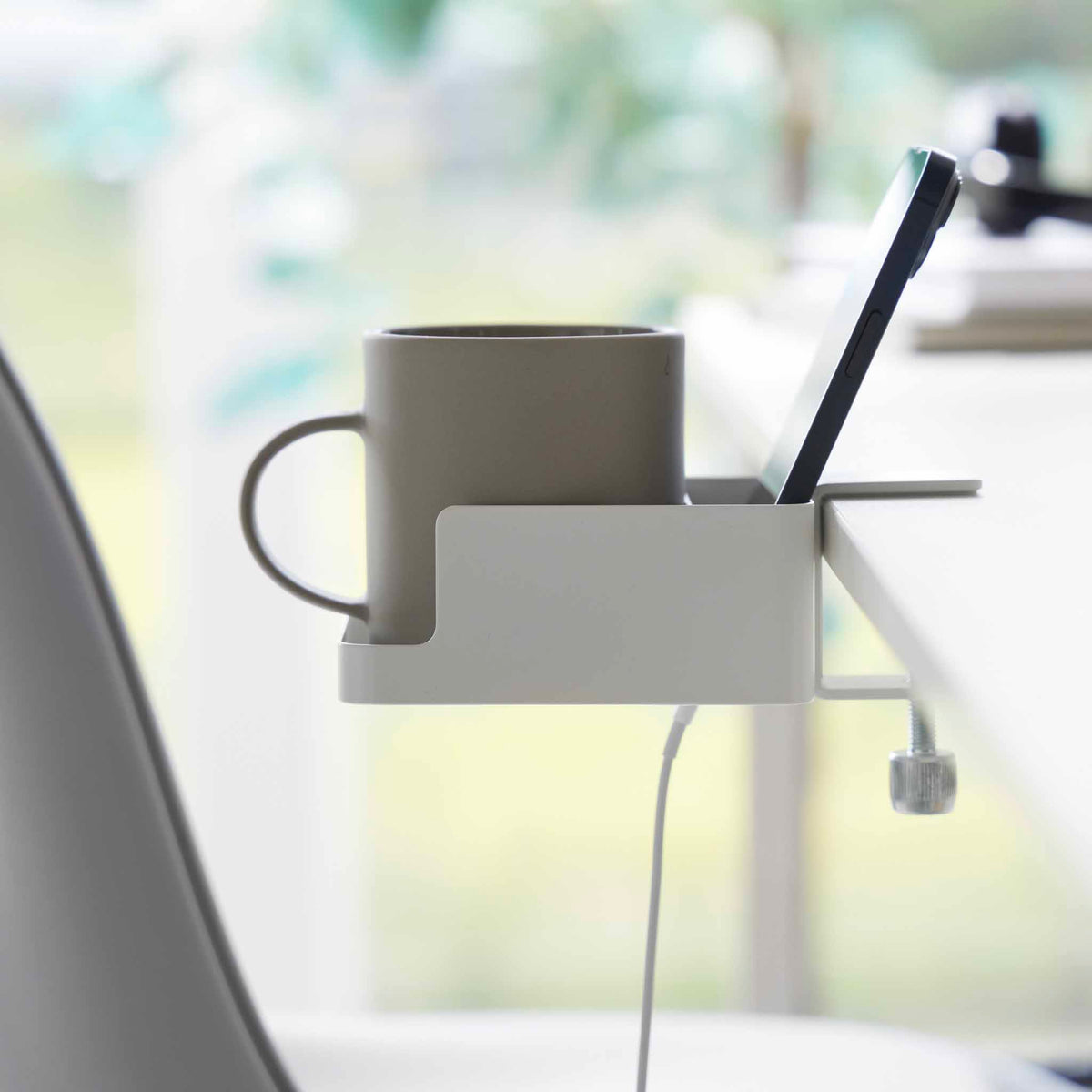 Soporte para smartphone y portavasos de escritorio Tower - Blanco