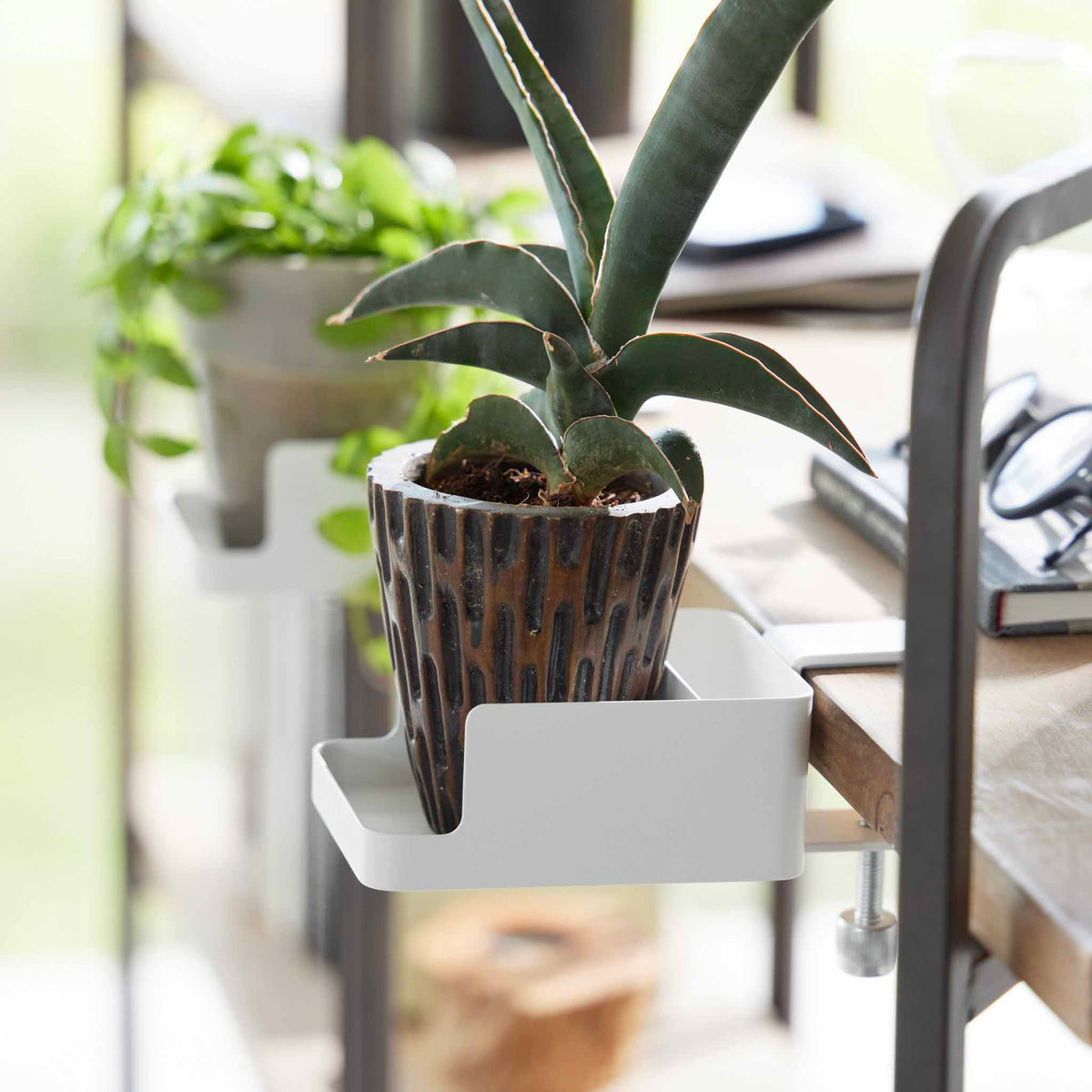 Soporte para smartphone y portavasos de escritorio Tower - Blanco