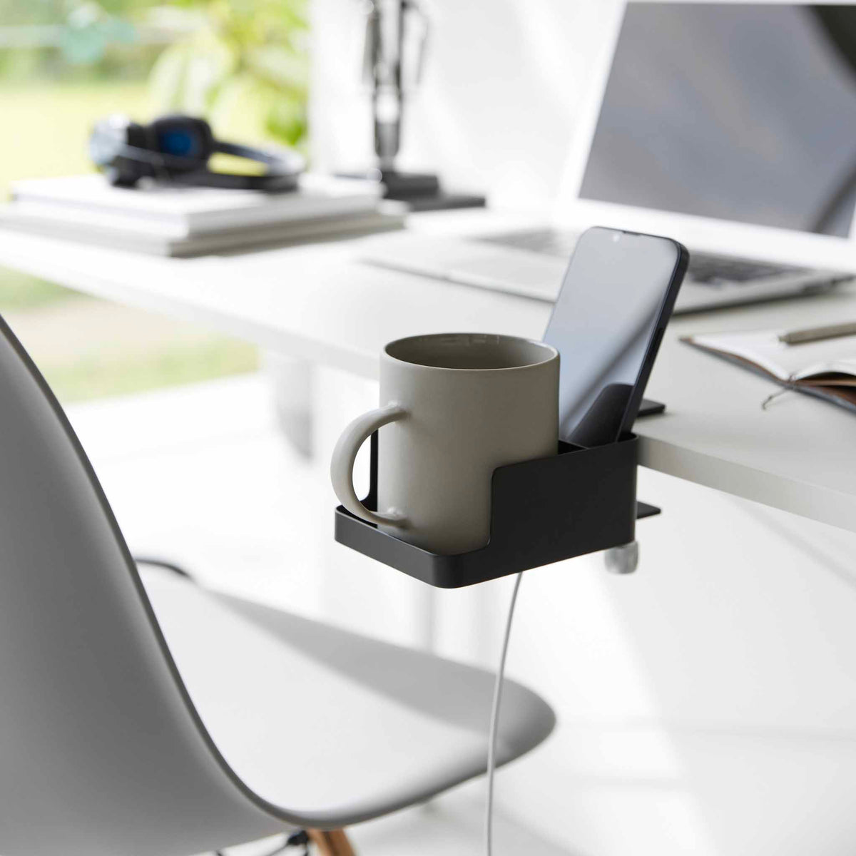 Soporte para smartphone y portavasos de escritorio Tower - Negro