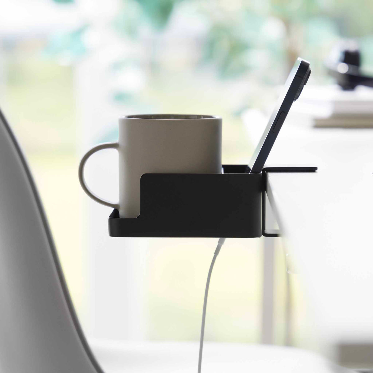 Soporte para smartphone y portavasos de escritorio Tower - Negro