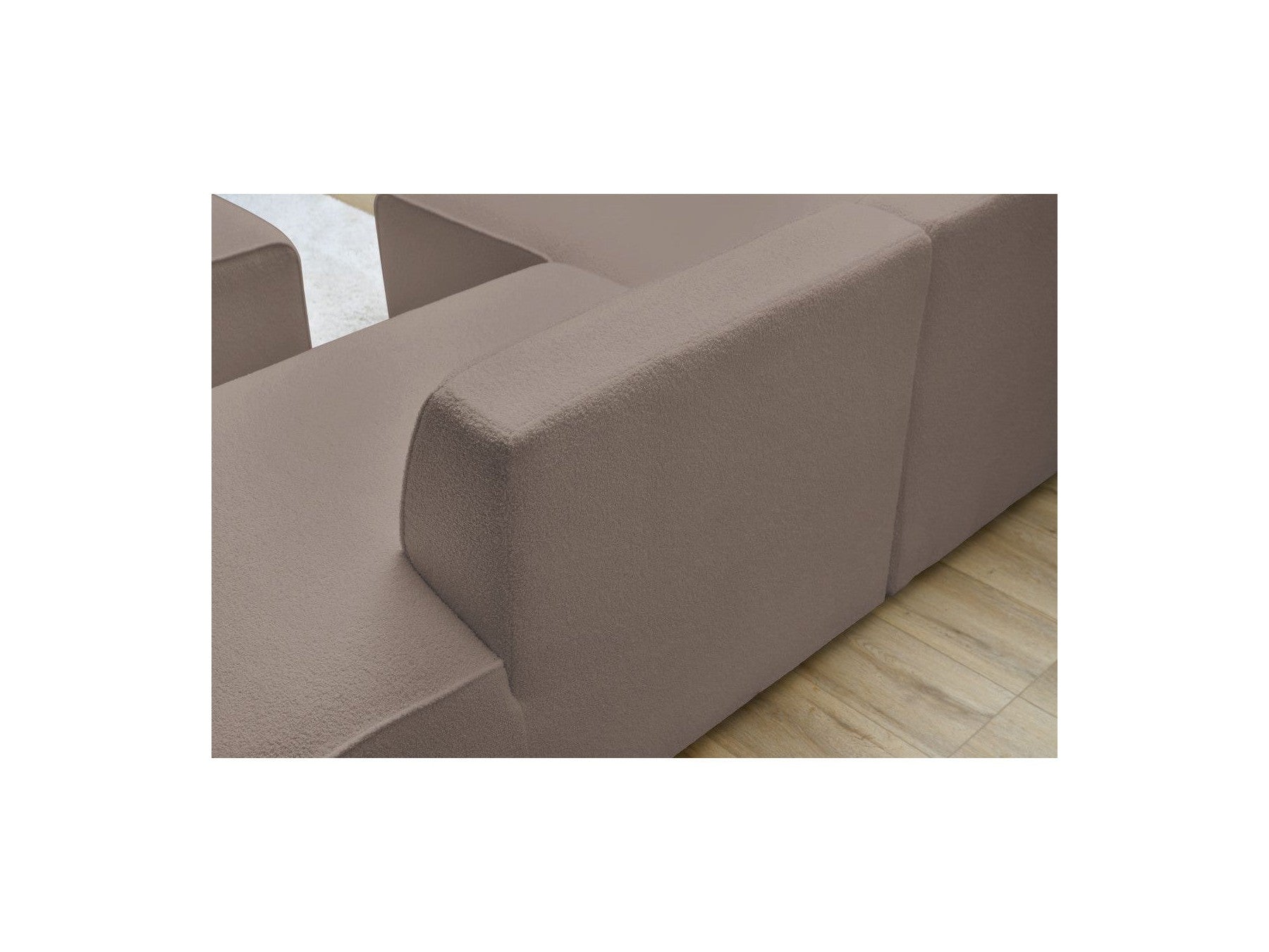 Megeve - Canapé D'Angle Fixe - Tissu Bouclette - Angle Gauche