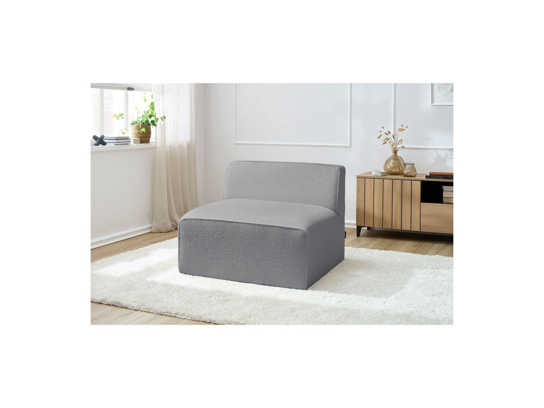 Megeve - One-Seater Armless Chair for Modular Sofa - Bouclé Fabric