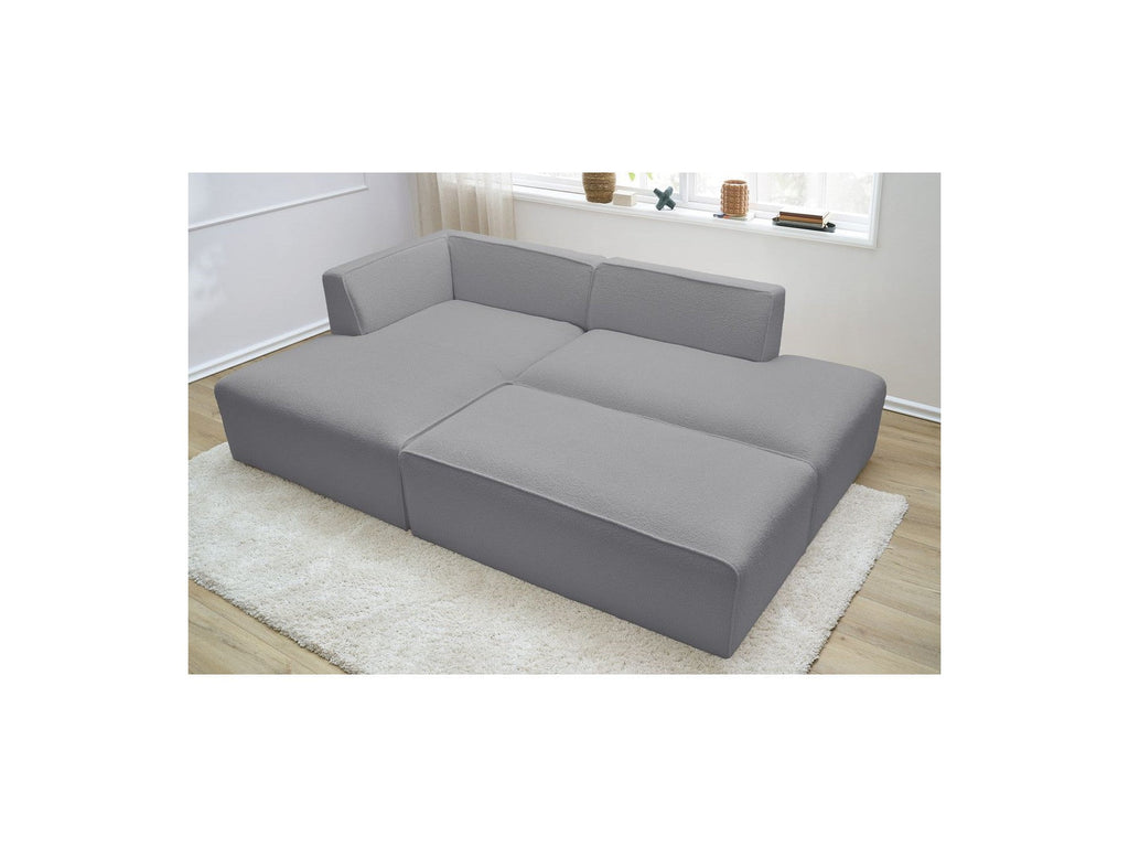 Megeve - Modular Fixed Corner Sofa - Bouclé Fabric - With Pouffe - Left Corner