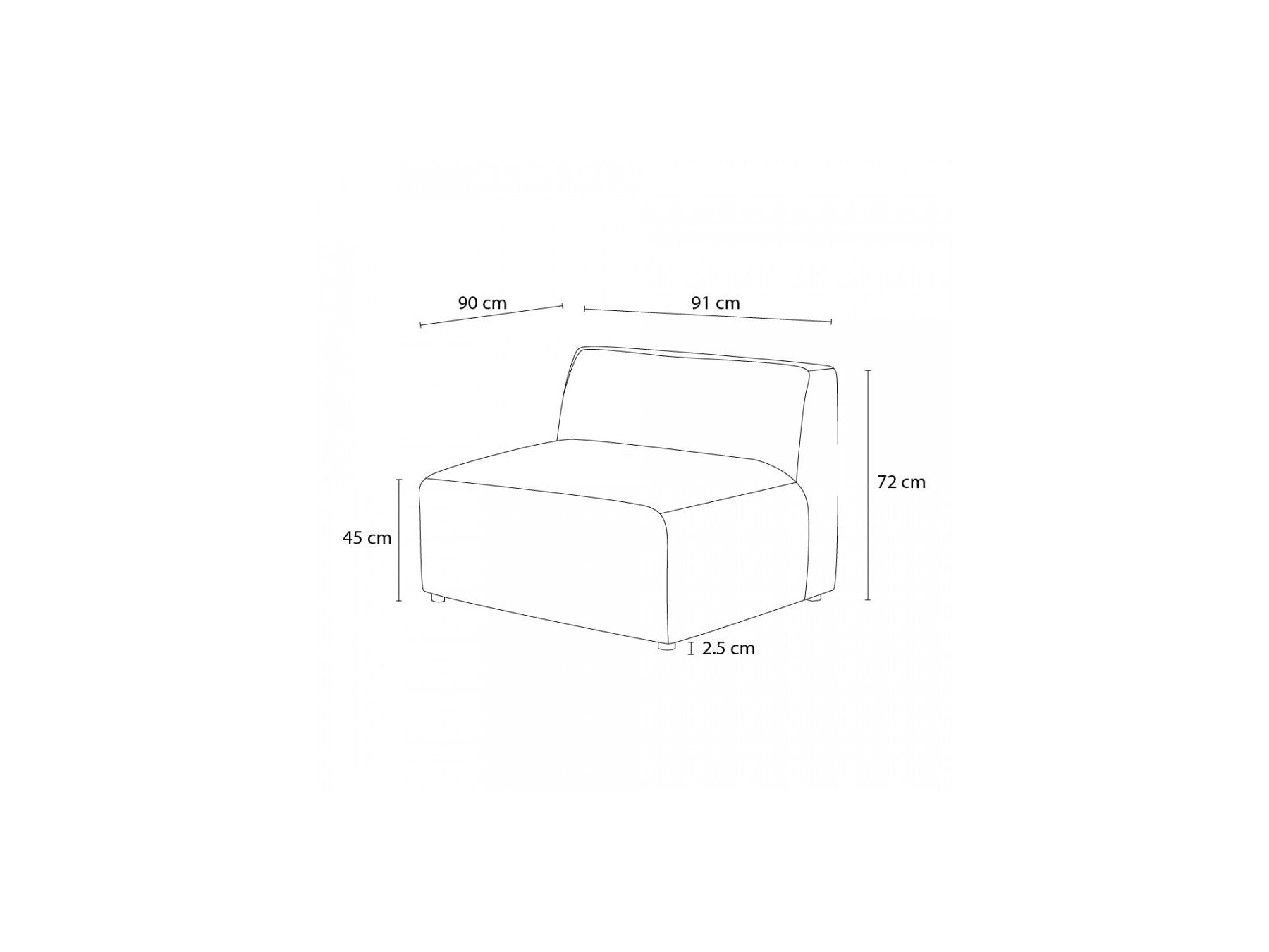 Megeve - One-Seater Armless Chair for Modular Sofa - Bouclé Fabric