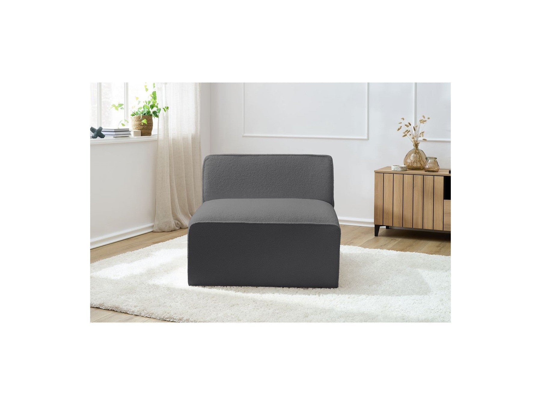 Megeve - One-Seater Armless Chair for Modular Sofa - Bouclé Fabric
