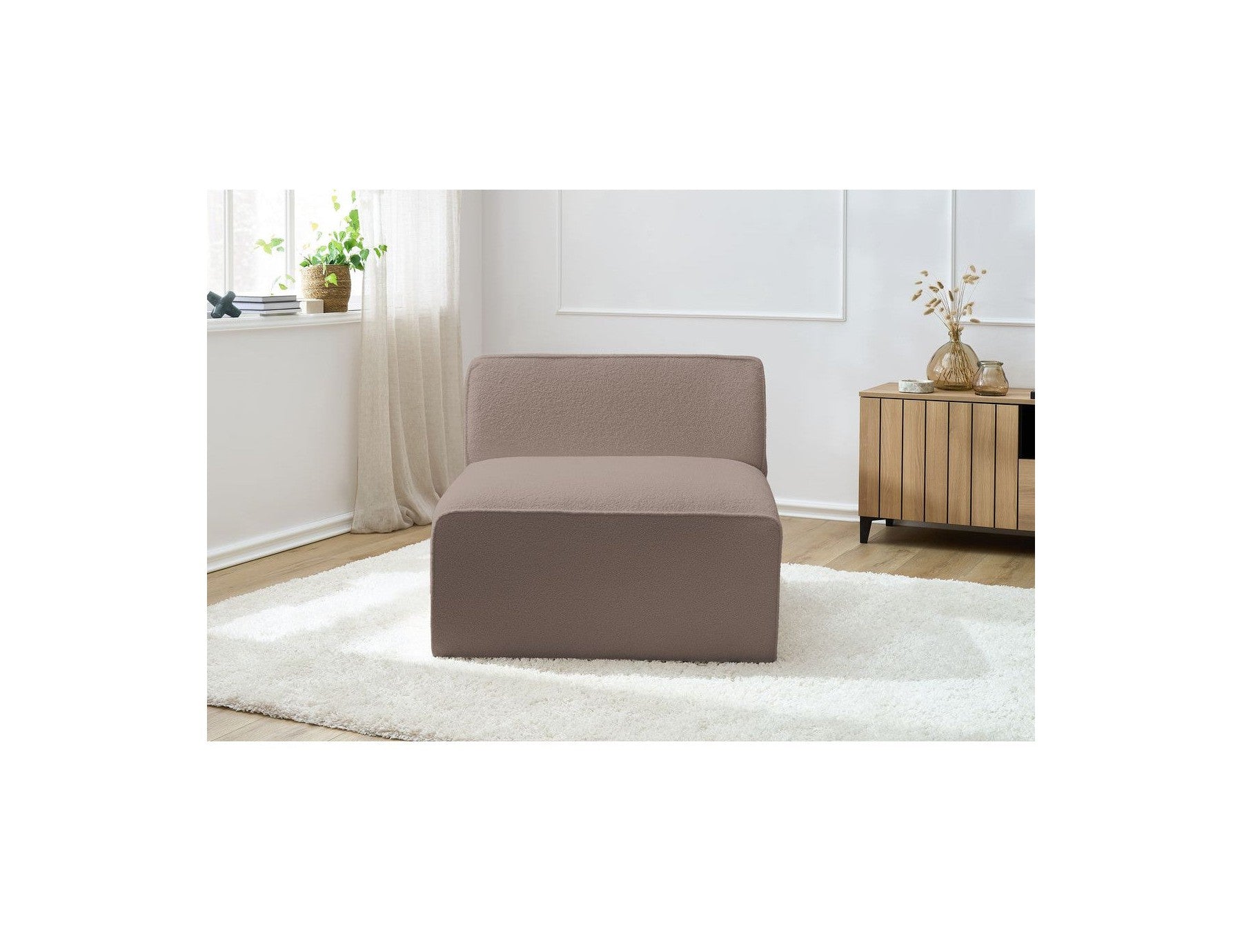 Megeve - One-Seater Armless Chair for Modular Sofa - Bouclé Fabric