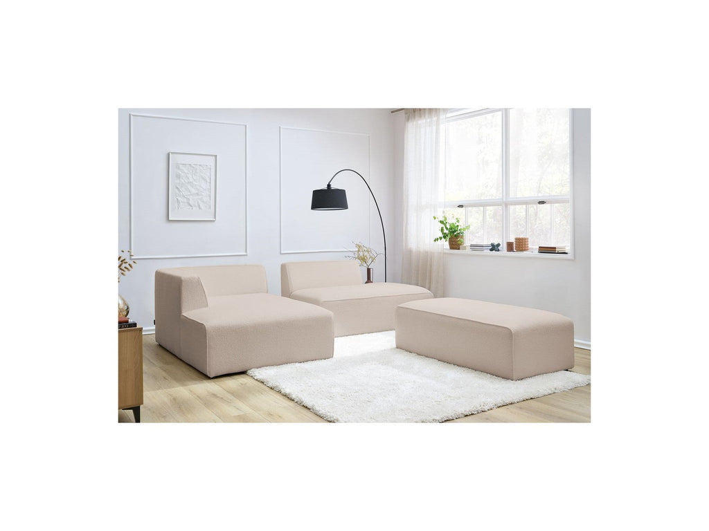 Megeve - Modular Fixed Corner Sofa - Bouclé Fabric - With Pouffe - Left Corner