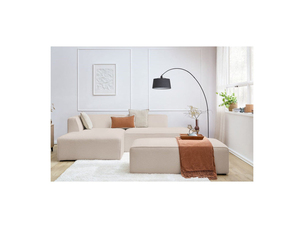 Megeve - Modular Fixed Corner Sofa - Bouclé Fabric - With Pouffe - Left Corner