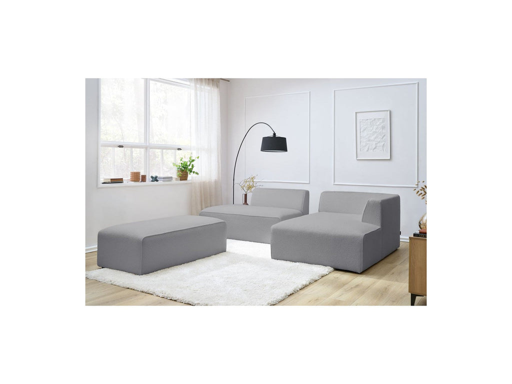 Megeve - Sofá esquinero fijo modular - Tela bouclé - Con puf - Esquina derecha