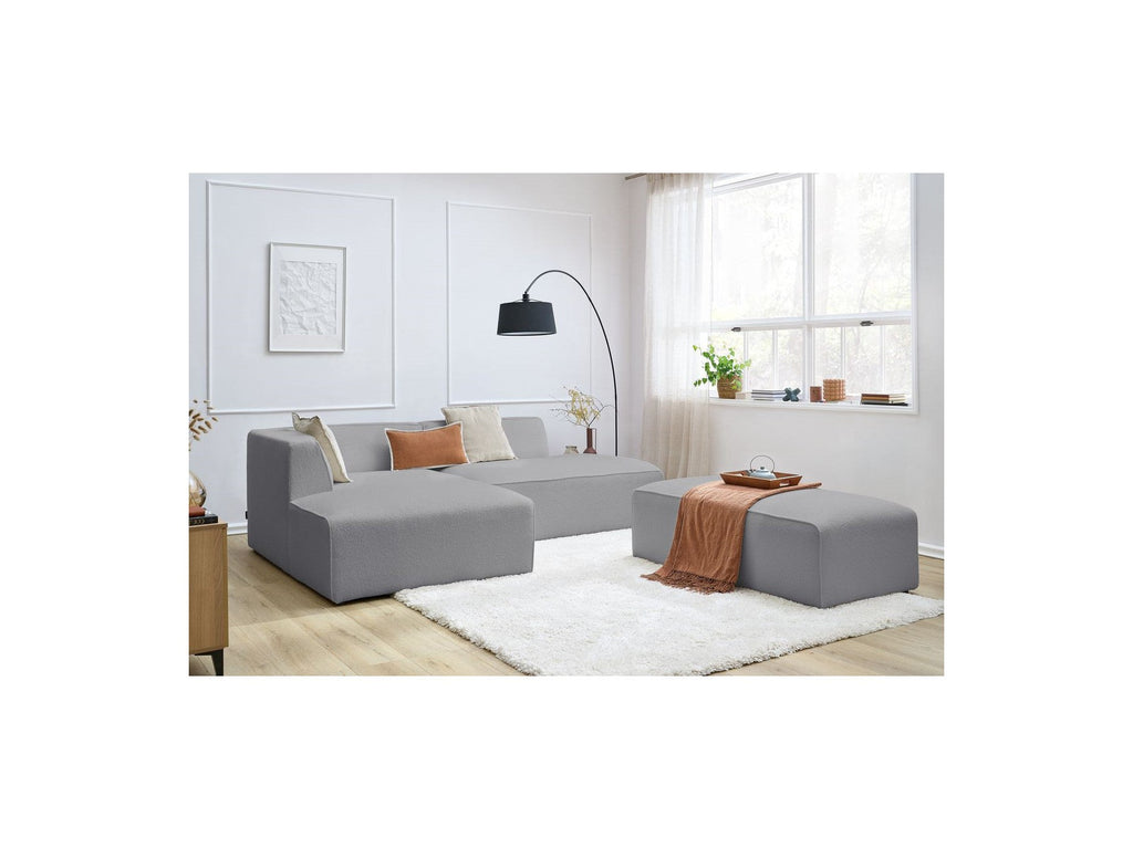 Megeve - Modular Fixed Corner Sofa - Bouclé Fabric - With Pouffe - Left Corner