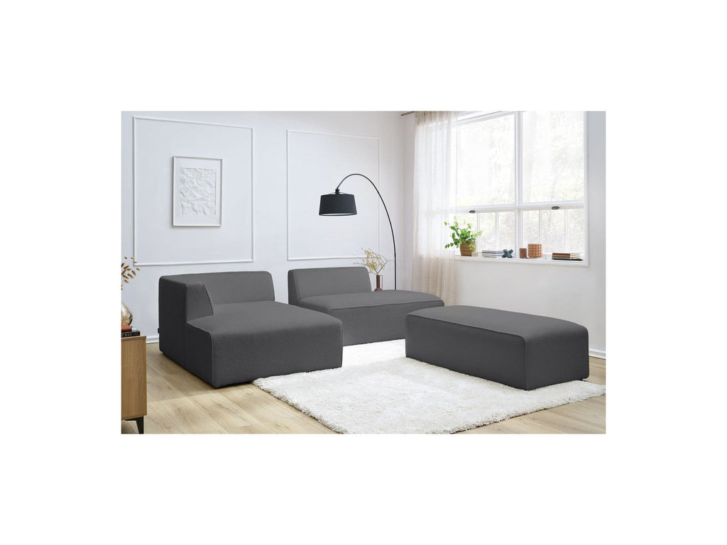 Megeve - Modular Fixed Corner Sofa - Bouclé Fabric - With Pouffe - Left Corner