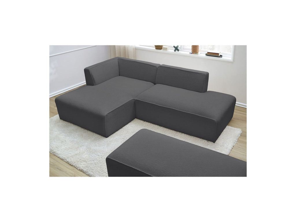 Megeve - Modular Fixed Corner Sofa - Bouclé Fabric - With Pouffe - Left Corner