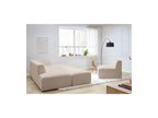 Megeve - Canapé D'Angle Fixe Modulable - Tissu Bouclette - Avec 1 Chauffeuse Et 1 Pouf - Angle Droit