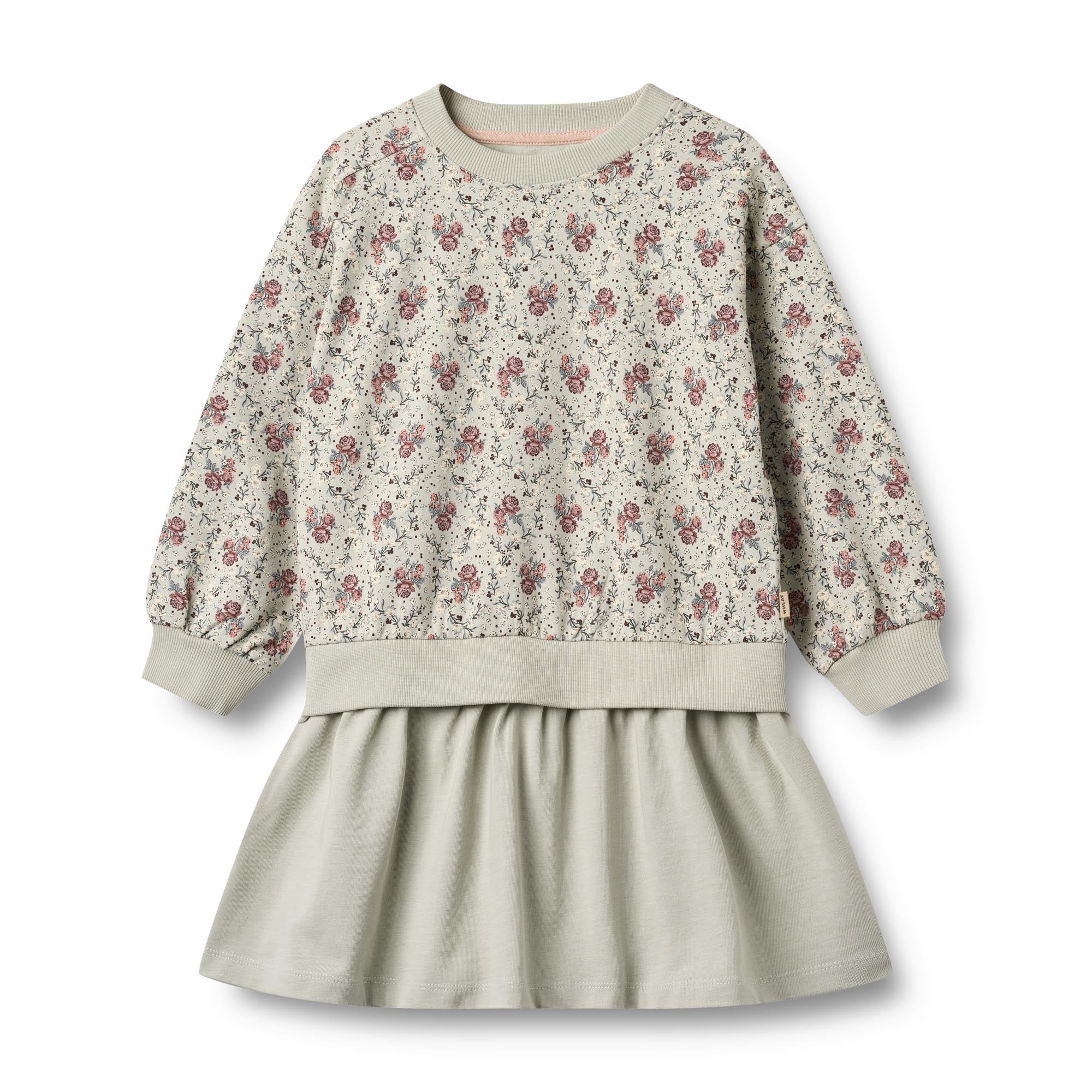 Vestido Sudadera De Manga Larga Maggie - Slightly Green Flowers - Niña