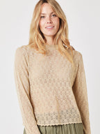Pull Col Rond Ml Details Wave - Sand