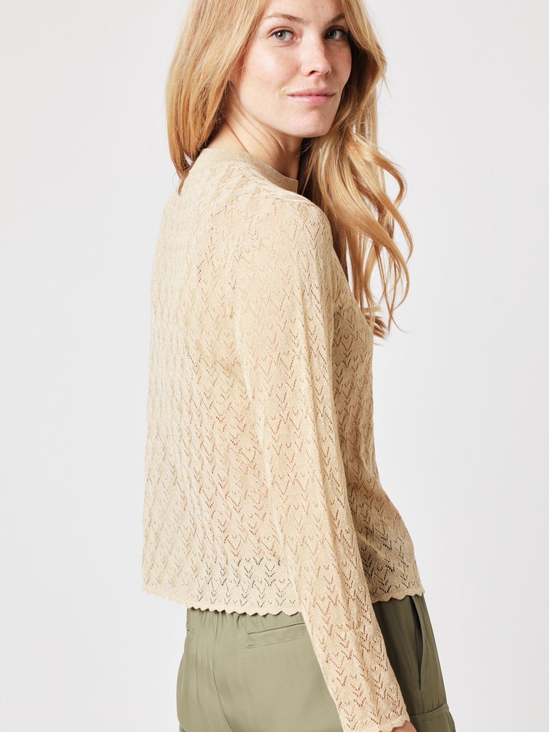 Pull Col Rond Ml Details Wave - Sand