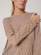 Pull Col Rond Ml Details Wave - Sand