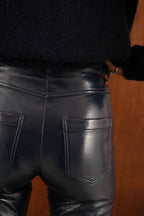 Navy BRUNE vinyl trousers