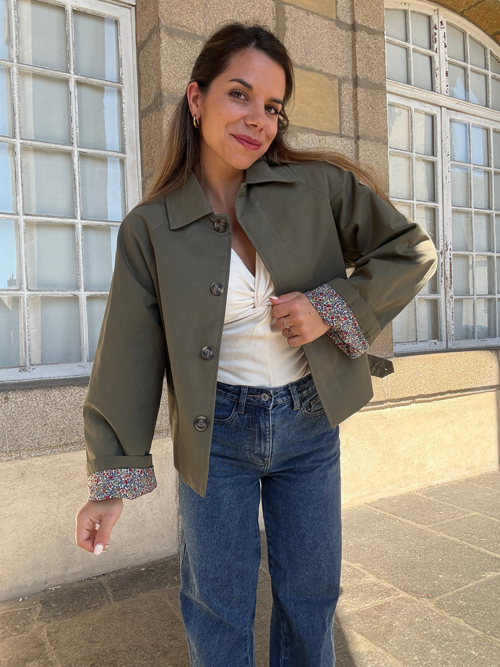 Chaqueta trench Edith de algodón Liberty caqui