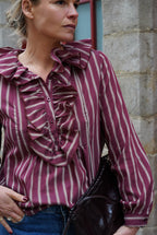 Blouse Olympe Rayure Bordeaux