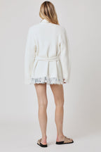 Berenice - Fringed Artwork Cardigan - Off White