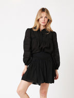 Berenice - Jupe Courte Unie Decoupes - Black
