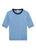 Ines De La Fressange – T-Shirt Orlane - Blu, t-shirt celeste a maniche corte e girocollo nero