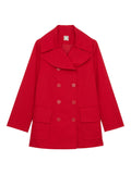 Ines De La Fressange – Abrigo Seraphine - Rojo, abrigo rojo de lana, doble botonadura, cuello amplio, bolsillos de parche