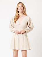 Berenice - Robe Courte Unie Brodee - Beige