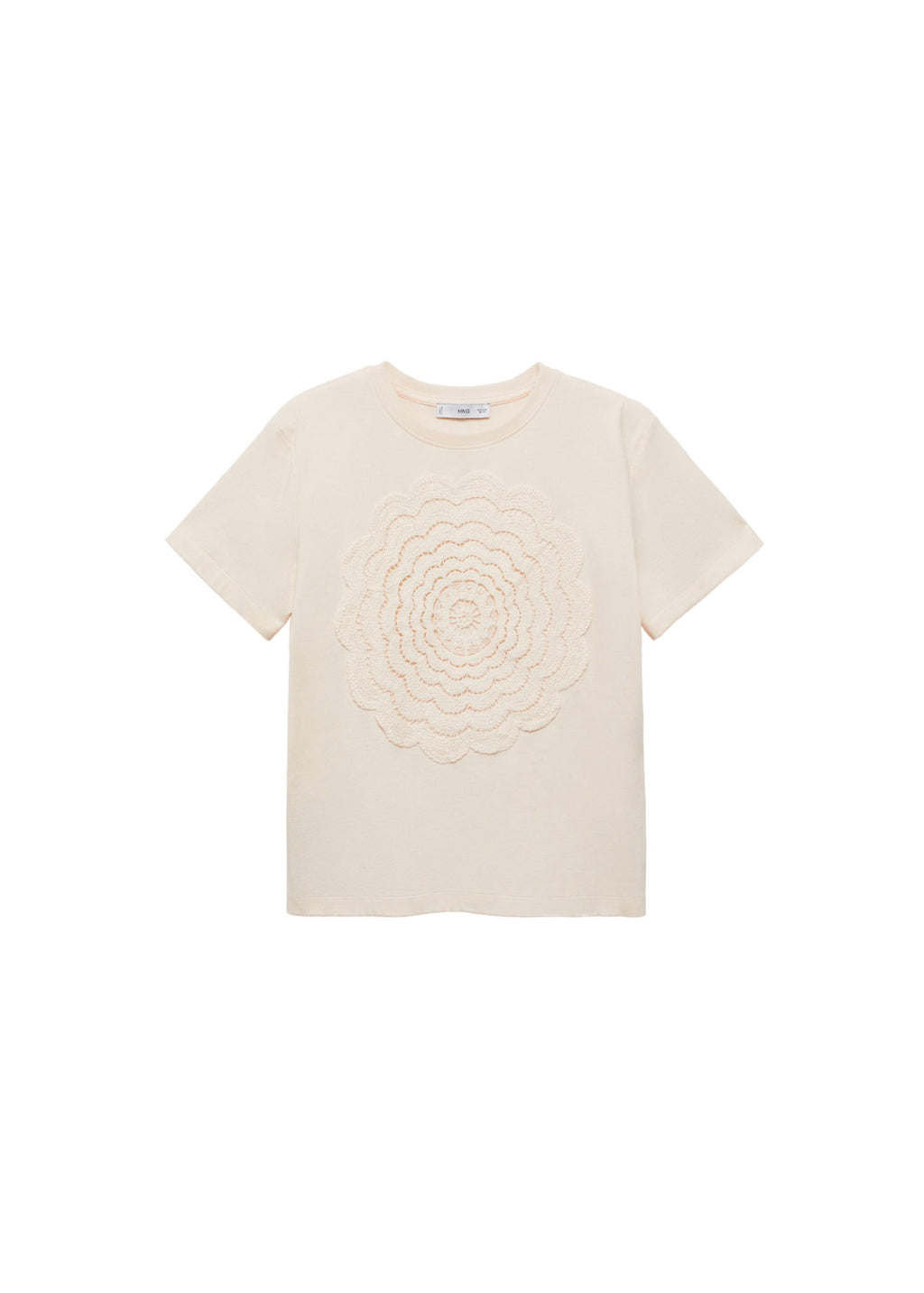 Camiseta Bordada Con Flor De Crochet