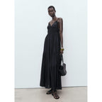 Robe Longue Détails Dentelle