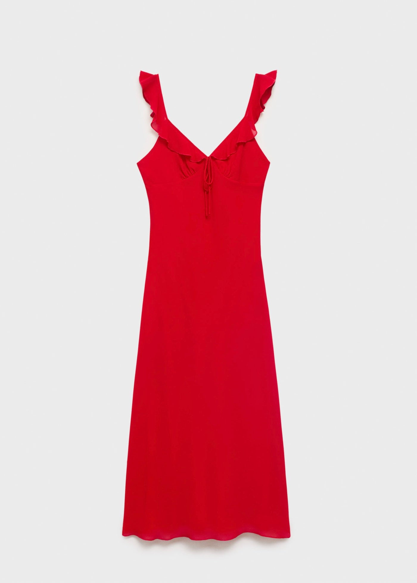 Robe Midi Avec Encolure À Volants