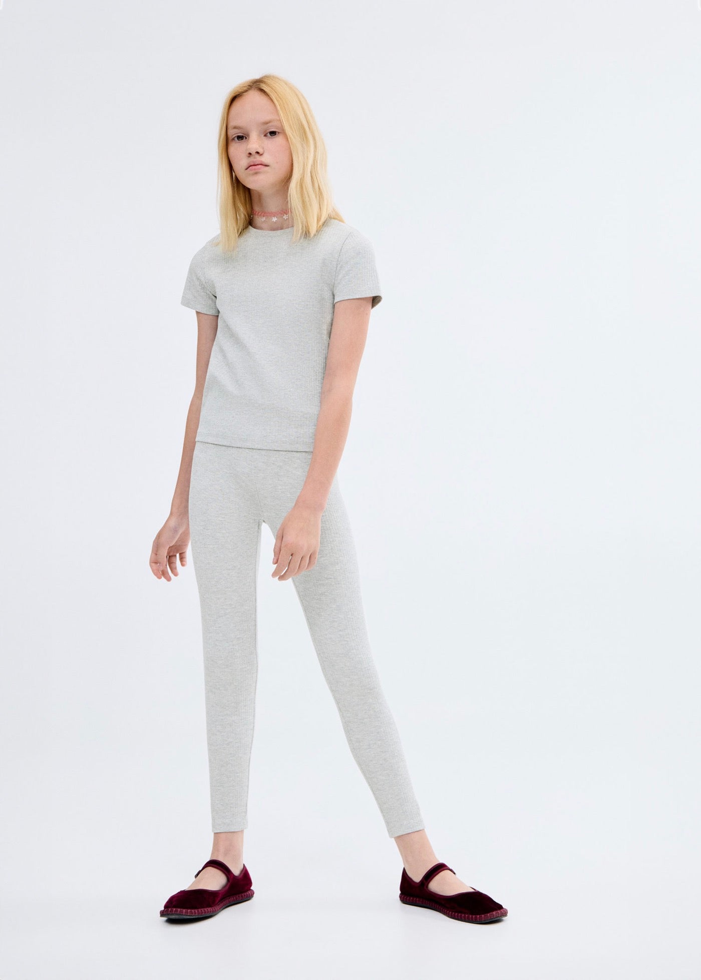 T-Shirt Sport Gris Clair Chiné - Fille