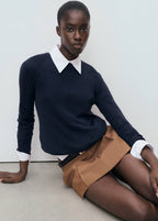 Finstrikket langærmet pullover