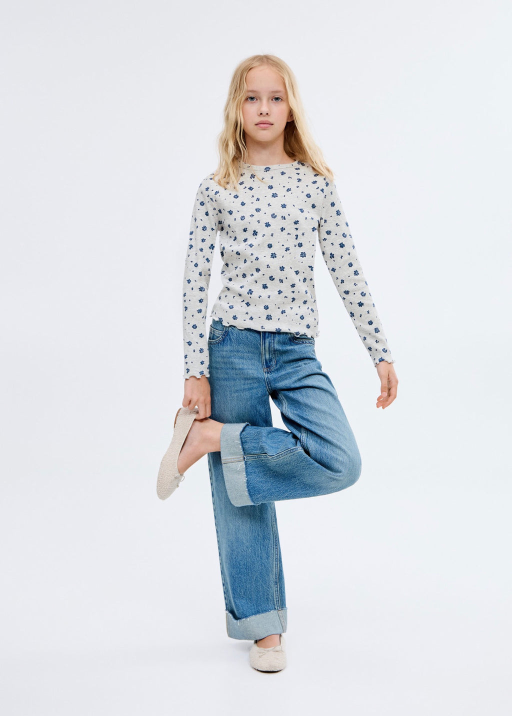 T-Shirt Ribaop Gris Clair Chiné - Fille