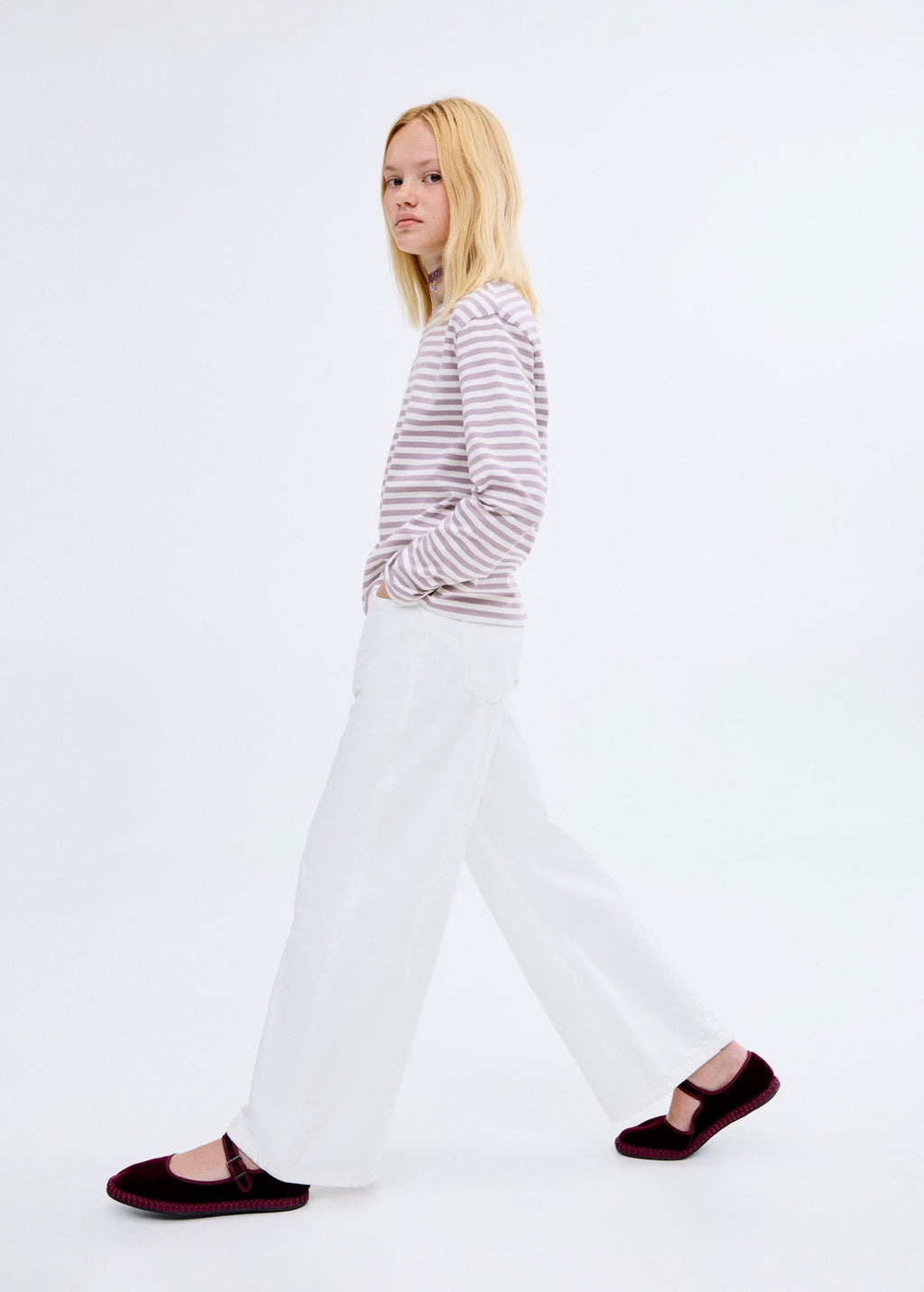 T-Shirt Stripes Violet Clair/Pastel - Fille