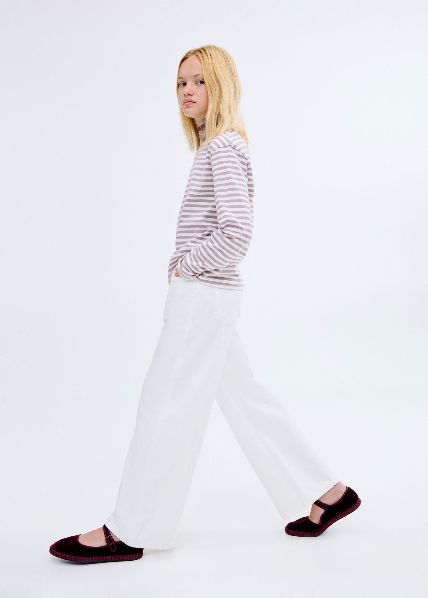 T-Shirt Stripes Violet Clair/Pastel - Fille