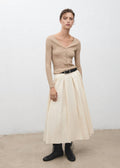 Pullover a costine con scollo a V