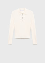 Pullover in Maglia a Coste con Collo Polo