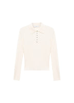Pullover in Maglia a Coste con Collo Polo