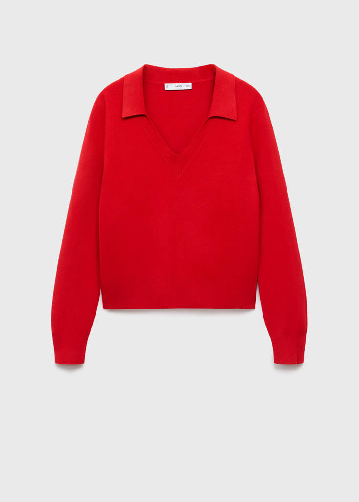 Pullover In Maglia Fine Con Scollo A V
